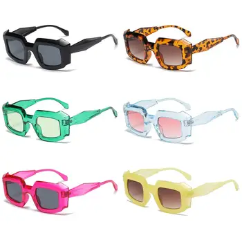 Винтажные многоугольные квадратные солнцезащитные очки для женщин в футуристической оправе, модные солнцезащитные очки Y2K со стильной защитой от UV400