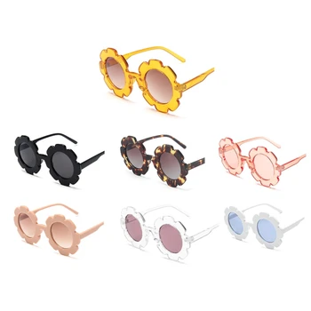 7 Пар Солнцезащитных очков с круглым цветком для девочек, солнцезащитные очки с ромашкой, круглые милые очки для малышей