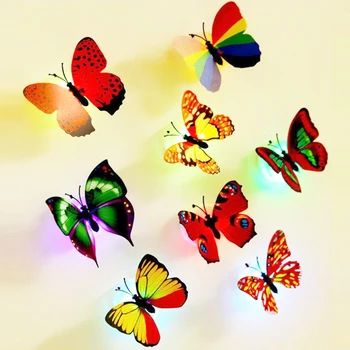 300 шт./лот Прекрасный Креативный меняющий цвет АБС Бабочка Светодиодный ночник 3D Декоративная лампа