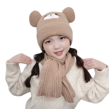 Новая зимняя детская шапка-шарф мультяшной вязки, детские шапочки для девочек и мальчиков, теплая детская шапка и шарф, уличная детская шапочка-кепка