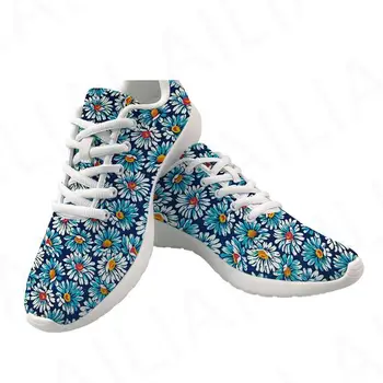 Классические студенческие кроссовки с цветочным рисунком маргаритки, женская повседневная спортивная обувь, женские кроссовки на плоской подошве на шнуровке, Модная обувь Buty Damskie