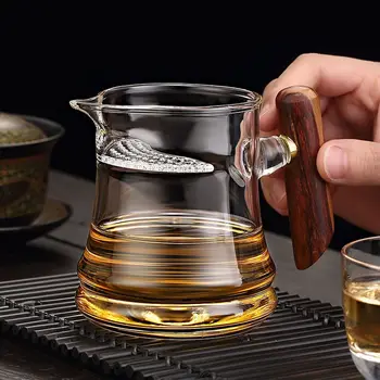 Чайная чашка из термостойкого стекла, заварочный чайник со встроенным фильтром в виде полумесяца, Чайный сервиз с фильтром в виде полумесяца, Деревянная ручка