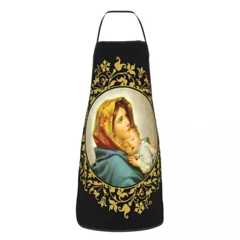 Фартук Девы Марии с Младенцем Иисусом для женщин и мужчин, Кухонный нагрудник без рукавов, Католический стол для уборки