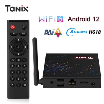 TANIX TX68 Android 12 Smart TV Box AV1 Allwinner H618 Wifi 6 4K HD 2,4G и 5G Wifi 2G16G телеприставка 4G32G Медиаплеер 4G64G