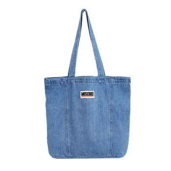 Новый дизайн, женская джинсовая сумка на плечо, светло-голубая холщовая сумочка для девочек, женская сумка для покупок, женская сумка для школьных книг, повседневная мужская тотализатор
