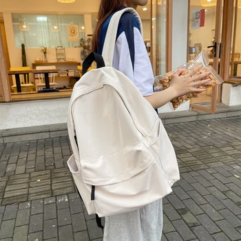Модный простой водонепроницаемый рюкзак, нейлоновая однотонная школьная сумка для девочки/ мальчика, школьная сумка для средней школы, женская дорожная сумка Mochila