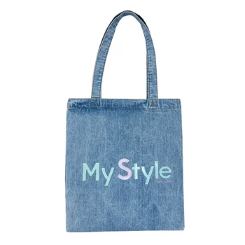 Женская джинсовая сумка через плечо, женская сумка для литературного досуга, сумка для девочек, сумка для студенческих книг, холщовая сумка