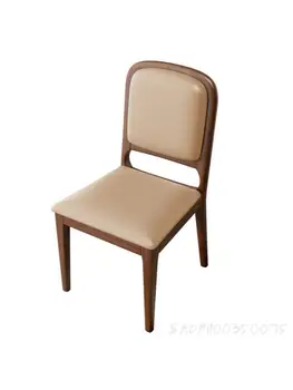 Обеденный стул Для дома, Современный Минималистичный Обеденный стул из массива дерева, кожа, Легкая Роскошная спинка для встречи, переговоров, отеля
