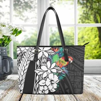 Винтажная сумка через плечо в Полинезийском гавайском стиле с рисунком Гибискуса, женская ручка сверху с рисунком Попугая, стильный клатч, повседневная сумка-мессенджер для пригородных поездок.