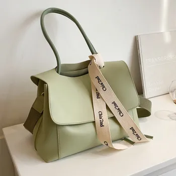 Модная мода сумка большой емкости сплошной цвет текстура сумки 2022 новый женский один плечо кроссбоди сумка