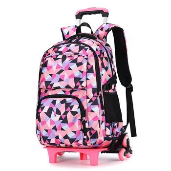 Рюкзаки-тележки большой емкости, Детские школьные сумки для девочек-подростков, мальчиков, Водонепроницаемый школьный рюкзак, детская дорожная сумка на колесиках