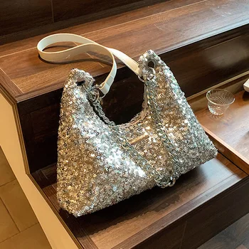 Модный дизайн женской сумки с блестками, сумка для поездок на работу, женская сумка под мышку, Новый стиль, простая индивидуальность, женская сумка через плечо, Bolsos 2023