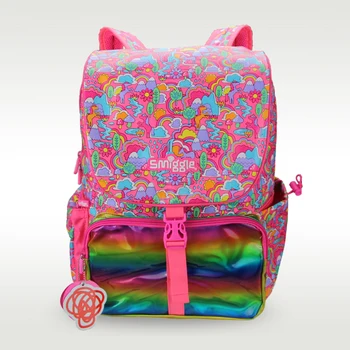 Австралия Smiggle Оригинальный детский школьный рюкзак на плечо для девочек Красочная радуга Большой емкости Водонепроницаемый 18 дюймов