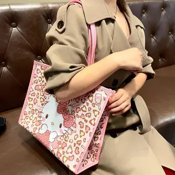 Рюкзак Sanrio Hello Kitty Y2k Fashion Sister, Милый Розовый школьный рюкзак с леопардовым принтом, Милая студенческая сумка на молнии с мультяшной анимацией для девочек