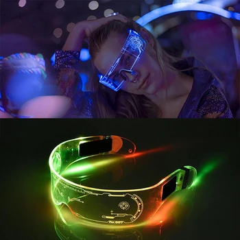Мигающие очки EL Glasses Проволочные Неоновые Светодиодные солнцезащитные очки Загораются Неоновые очки для костюмированной вечеринки в стиле киберпанк со светящимися игрушками для очков