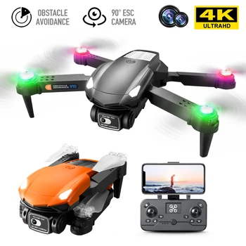 V10 Drone 4K Двойная камера Красочный Дышащий свет FPV RC Вертолет Дрон Подарочные Игрушки Складной Квадрокоптер