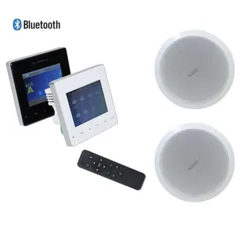 Беспроводная аудиомузыкальная система Smart Home Bluetooth, мини-настенный усилитель с дистанционным управлением, FM-радио, USB, SD-картой, 2 потолочными динамиками