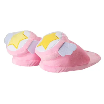 28 см Card Captor Sakura Kinomoto Обувь для косплея Sakura Розовые Милые Пушистые тапочки