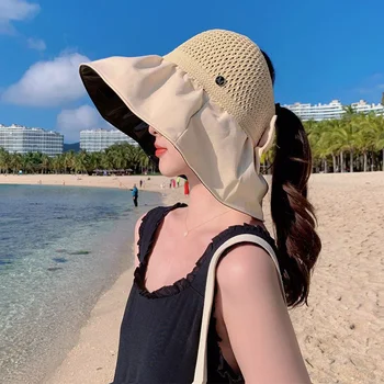 Черный резиновый пустой цилиндр, новый летний детский солнцезащитный шлем с защитой от ультрафиолета, защищающий лицо от солнца, рыбацкая шляпа с широкими полями, шляпа с солнцезащитным кремом от ультрафиолетовых лучей