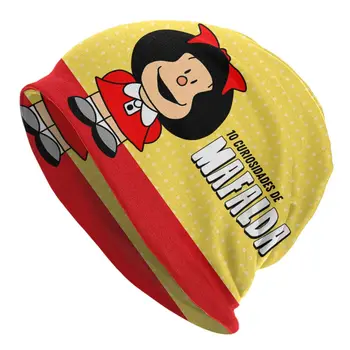 Quino Comic Mafalda Bonnet Шапки Крутая Вязаная Шапка Для Женщин Мужчин Теплая Зимняя Мультяшная Манга Skullies Beanies Шапочки