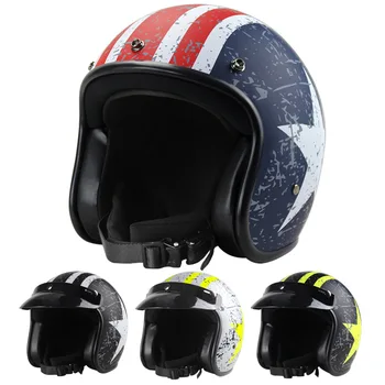 Мотоциклетный шлем Saisika винтажный шлем с открытым лицом 3/4 внутренний козырек для мотокросса ретро capacete casque moto helmet DOT