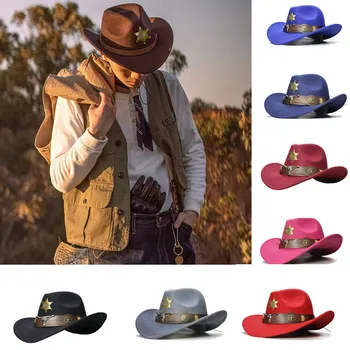 Ковбойская шляпа Cowhead аксессуары однотонная фетровая шляпа для мужчин и женщин большой Брим открытый шлем рыцаря, шляпы ковбойской шляпе