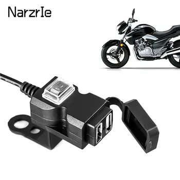 Универсальный 12 В Двойной USB-порт Водонепроницаемый Мотоцикл Зарядное устройство на руль мотоцикла Адаптер питания 5 В 1A / 2.1A для мобильного телефона