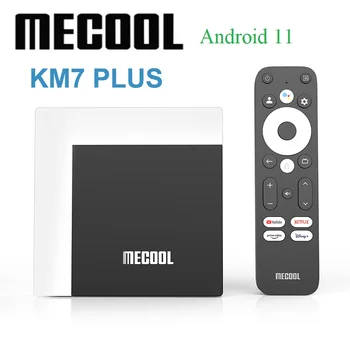 Mecool KM7 PLUS 2 ГБ DDR4 16 ГБ EMMC Android 11 GTV телеприставка HD 2,1 4Kx2K @ 60 max TV Box 2,4 + 5G WiFi BT 5,0 RJ45 100M