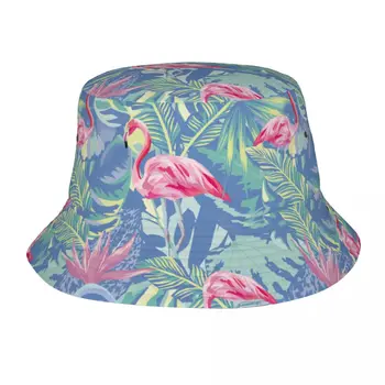 Тропический Розовый Фламинго, Пляжная панама в джунглях, Летние шляпы, Рыбацкая шляпа, Складные Женские Мужские солнцезащитные кепки